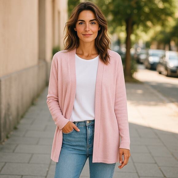 J.CREW Factory 100% Cashmere Soft Pink Open Cardigan Women’s Size S - Picture 1 of 14